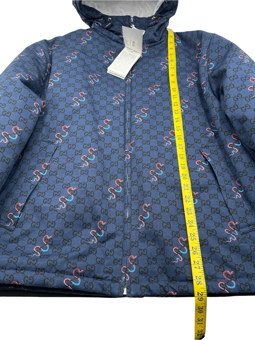 Gucci GG Sinuous Snake Print Hooded Blouson Jacket Size 52 IT